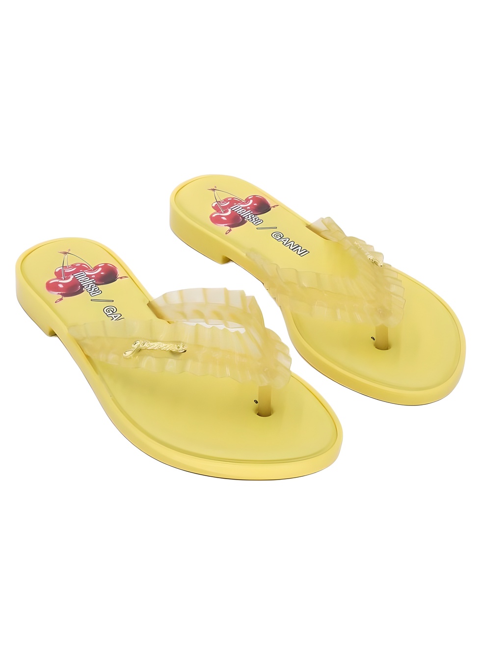 Melissa x Ganni Flip Flop Slim Yellow Ruffle Thong Sandals Size 7M